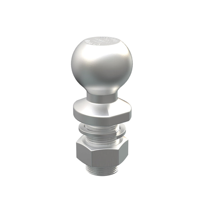WINSBULL hitch ball front view showing size and corrosion resistance benefit