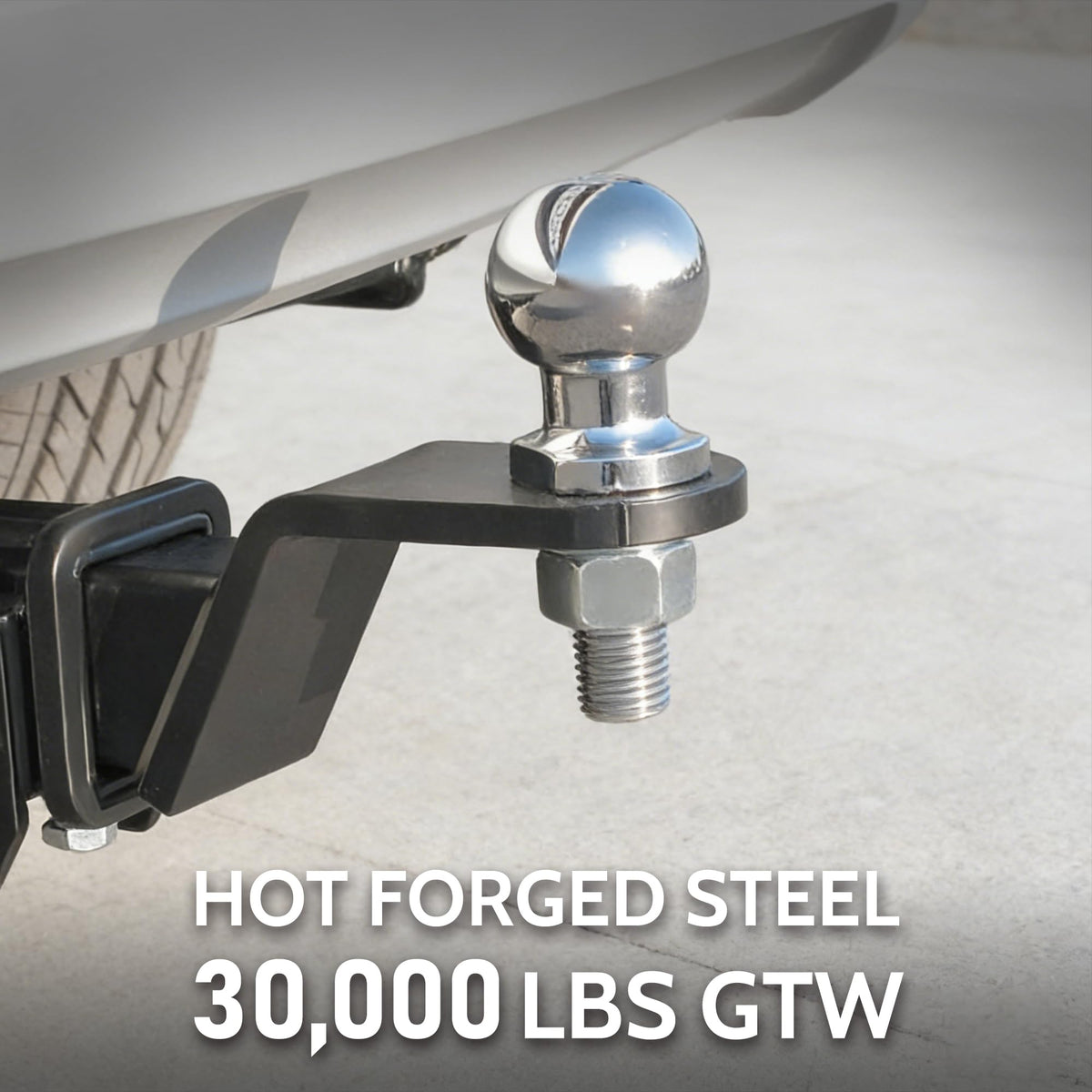 WINSBULL hitch ball installed on truck hitch demonstrating secure fit
