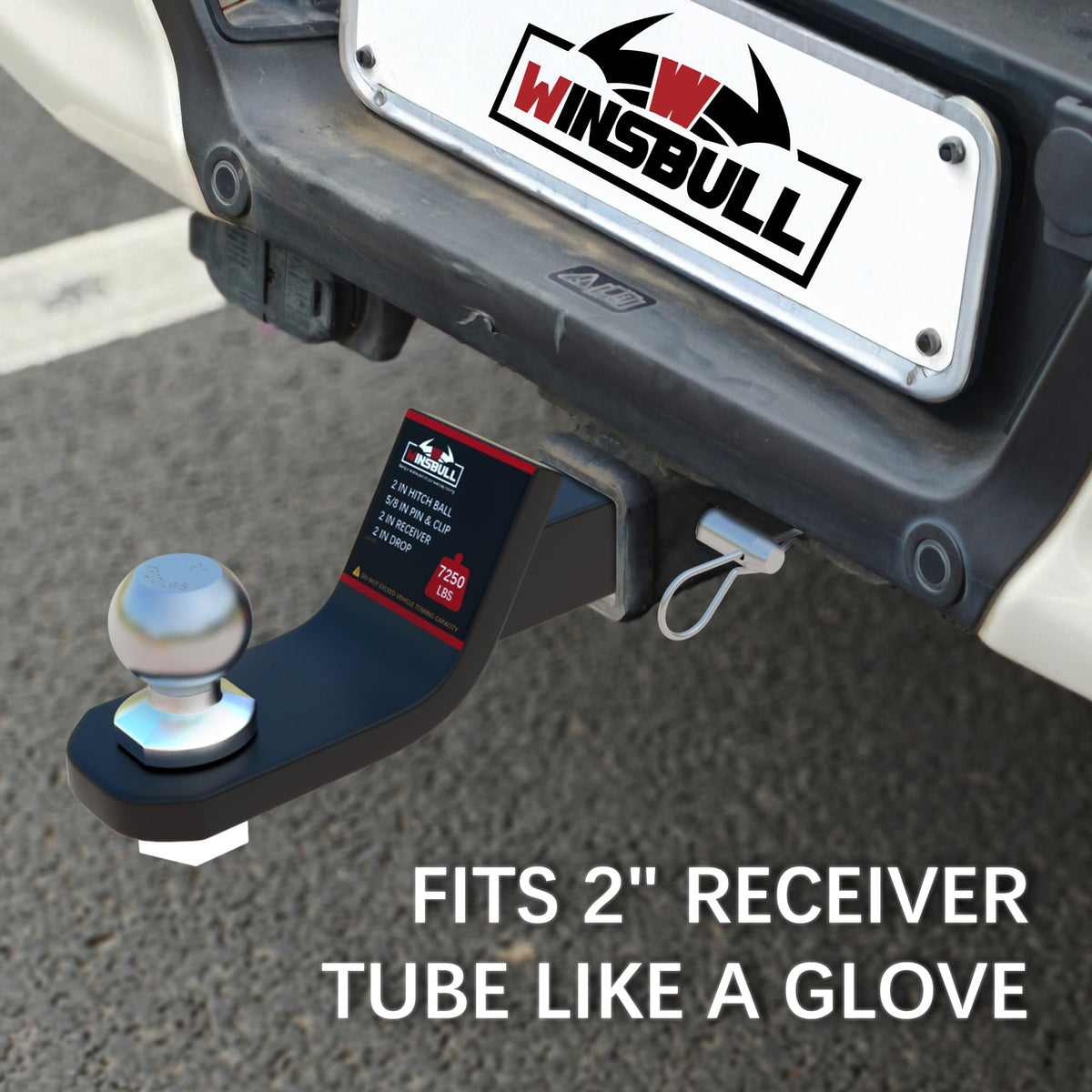 WINSBULL hitch installed on truck towing trailer showing reliable use