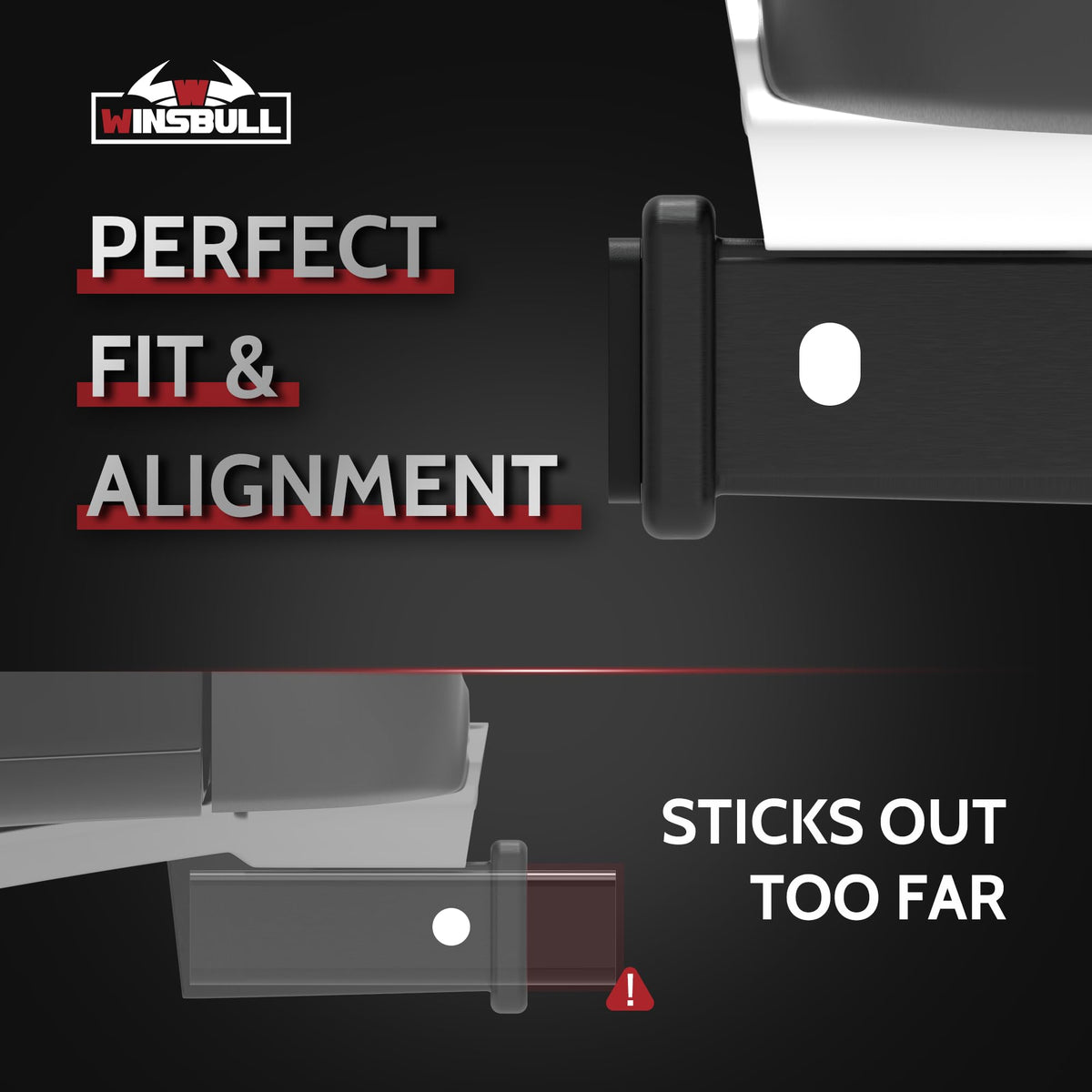 WINSBULL oval pin hole closeup enabling easier pin insertion and reduced rattle
