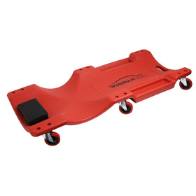 WINTOOLS front view of red 40-inch creeper showing platform and handle for easy transport