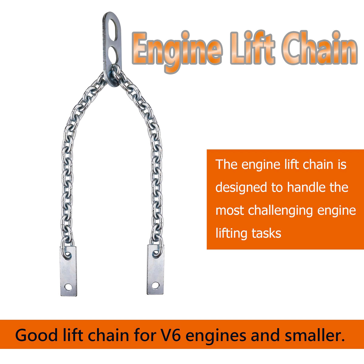 WINTOWIN chain attached to an engine hoist demonstrating controlled lifting benefit