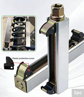 WINTOWIN compressor in use on motorcycle shock demonstrating safe controlled spring compression