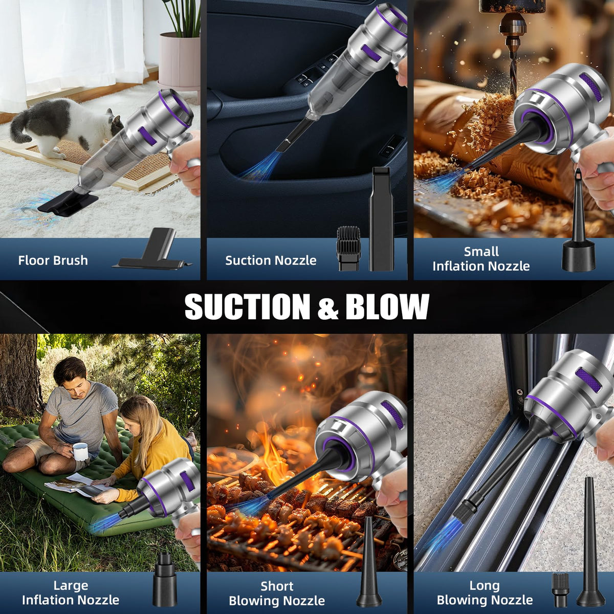 WINWEND close-up of brushless motor vents highlighting powerful suction