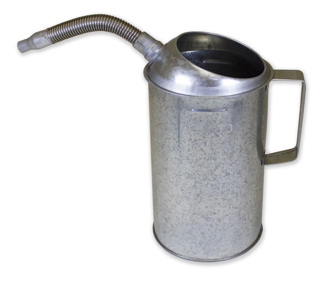 WirthCo silver 4 qt measuring can front view showing spout and handles for accurate pouring