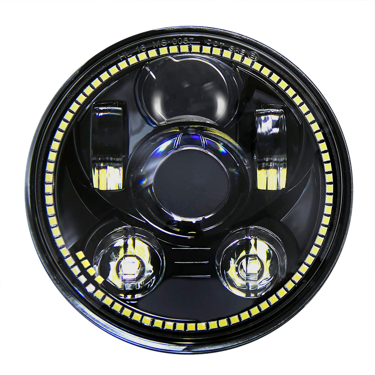 Wisamic front view black headlight showing sleek design and improved visibility