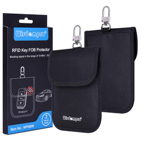 Wisdompro front view of two-pack Faraday pouches showing compact protection