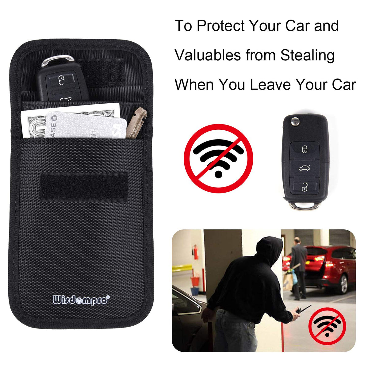 Wisdompro pouch inside a purse with keys illustrating everyday security benefit