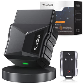 WiseSeek key fob front view showing buttons and brand, clear replacement option