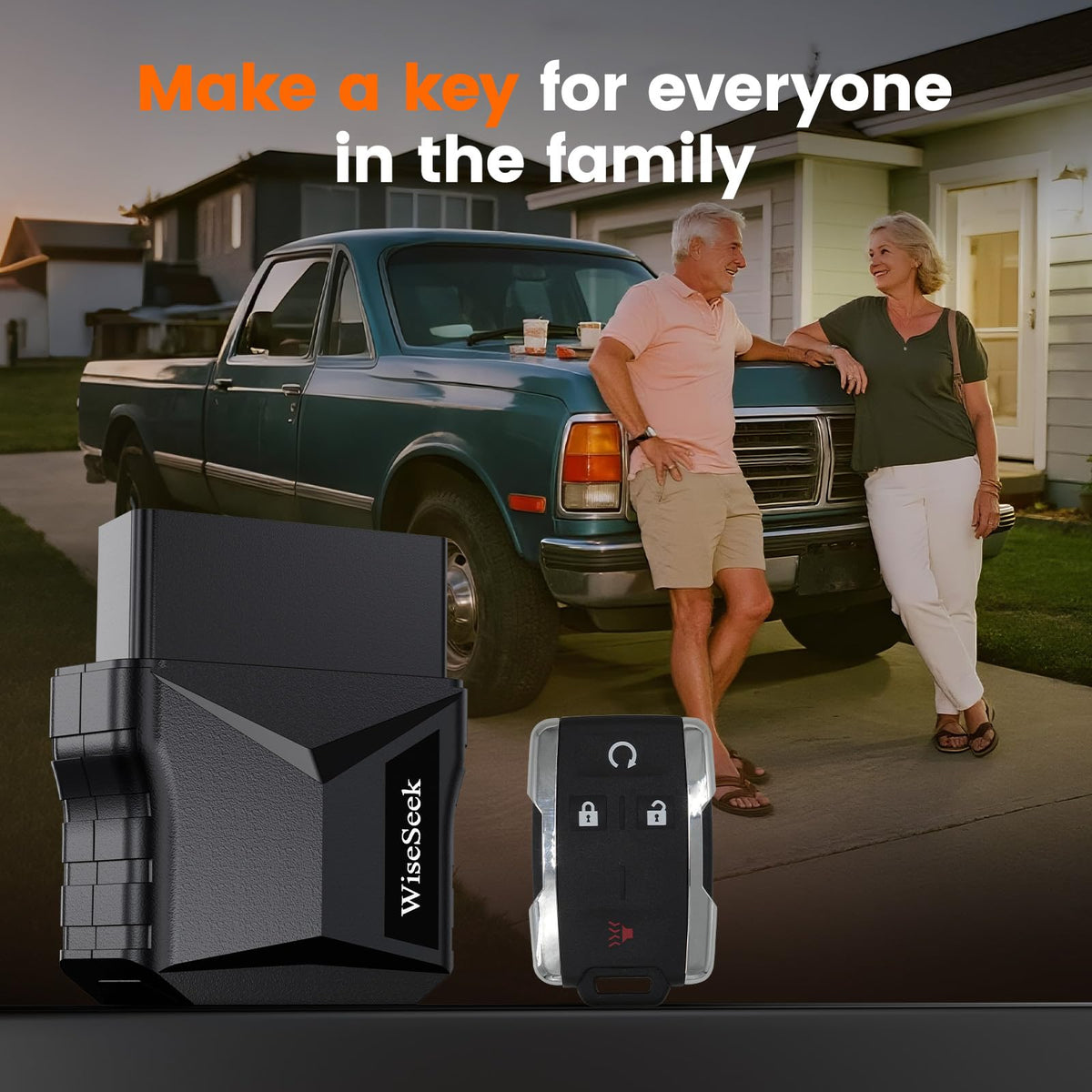 WiseSeek remote unlocking a truck door in lifestyle scene, convenient keyless entry