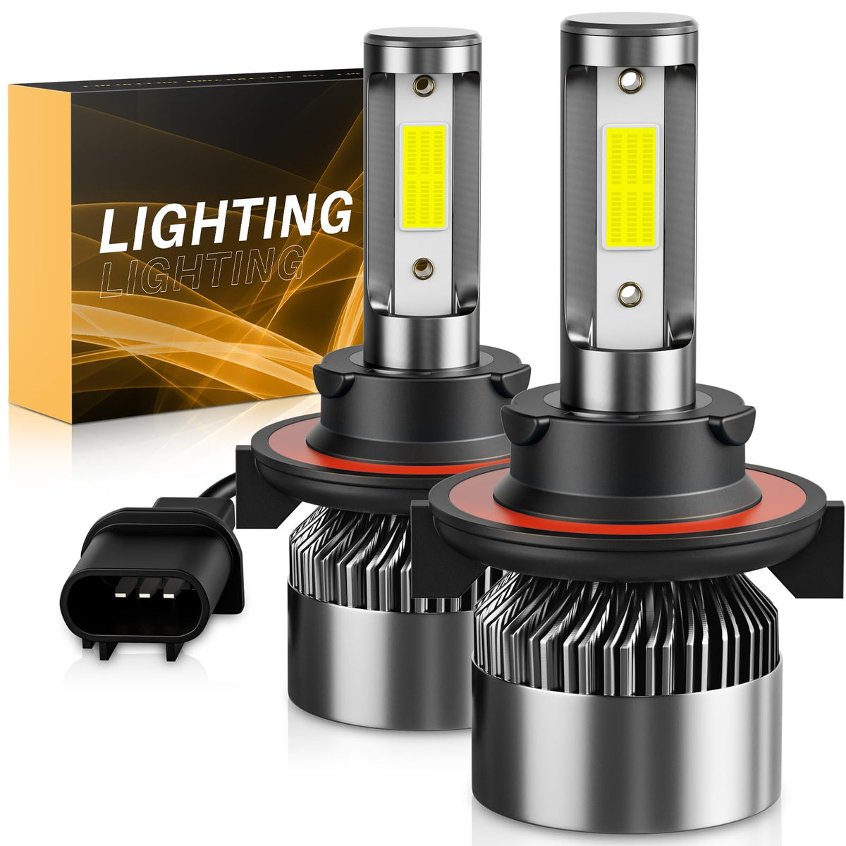 WISONDAP front view of H13/9008 bulbs showing bright clean design and easy fitment