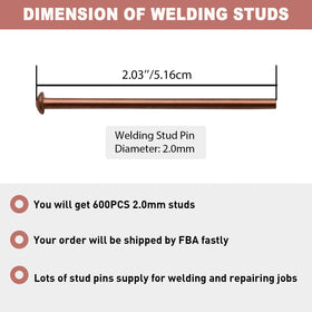 WISPAUSU close-up of a 2.0mm stud showing copper-coated finish for reliable welds