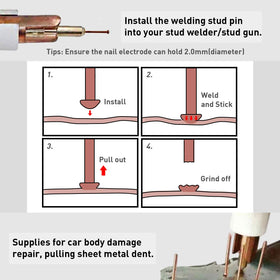 WISPAUSU studs welded to car panel in dent puller use for efficient repair