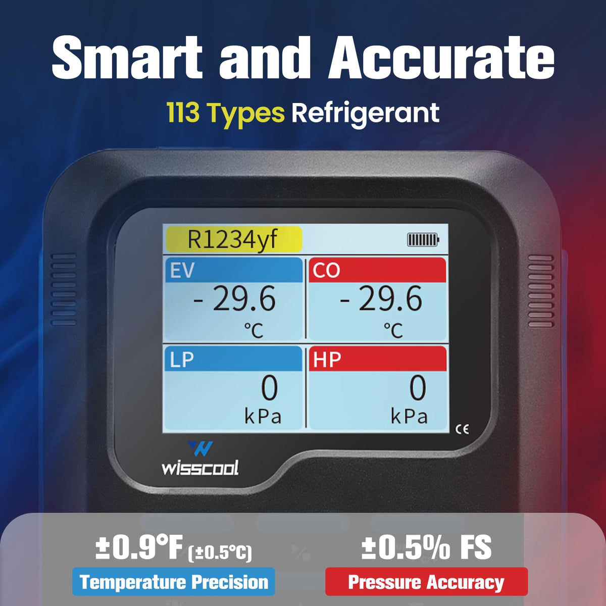 Wisscool close-up controls and color LED display for clearer diagnostics
