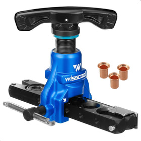 Wisscool front view of flaring tool showing compact alloy body and controls for portability