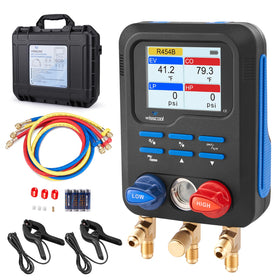 Wisscool front display showing dual pressure and temperature for quick readings