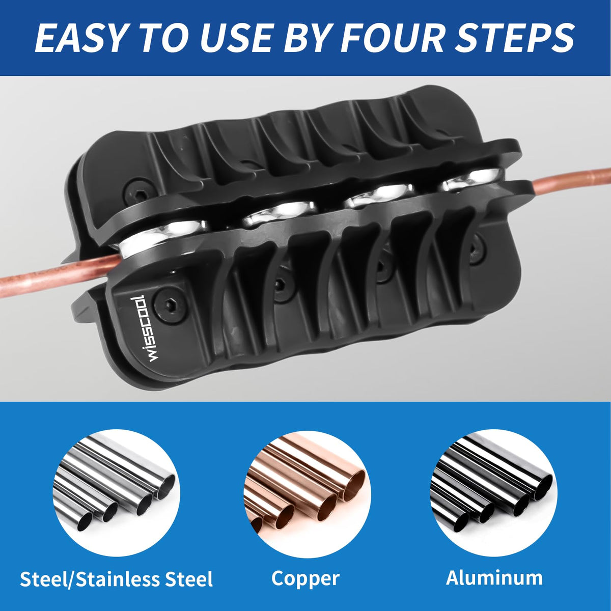 Wisscool tool straightening brake line in an auto shop for faster installations