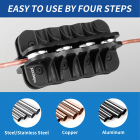 Wisscool tool straightening brake line in an auto shop for faster installations