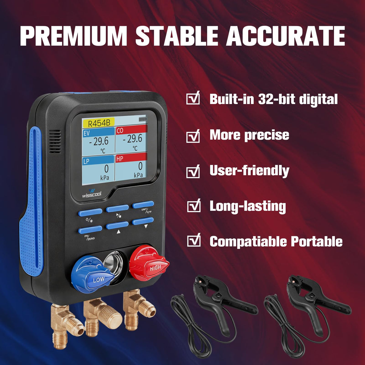 Wisscool pressure readout detail illustrating precise measurement accuracy