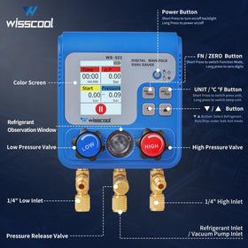 WISSCOOL sight glass closeup verifying refrigerant flow for confident charging