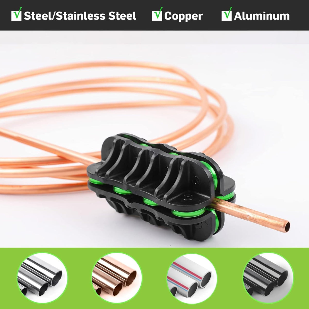 Wisscool straightener used on copper tubing in an HVAC setting for fast field straightening