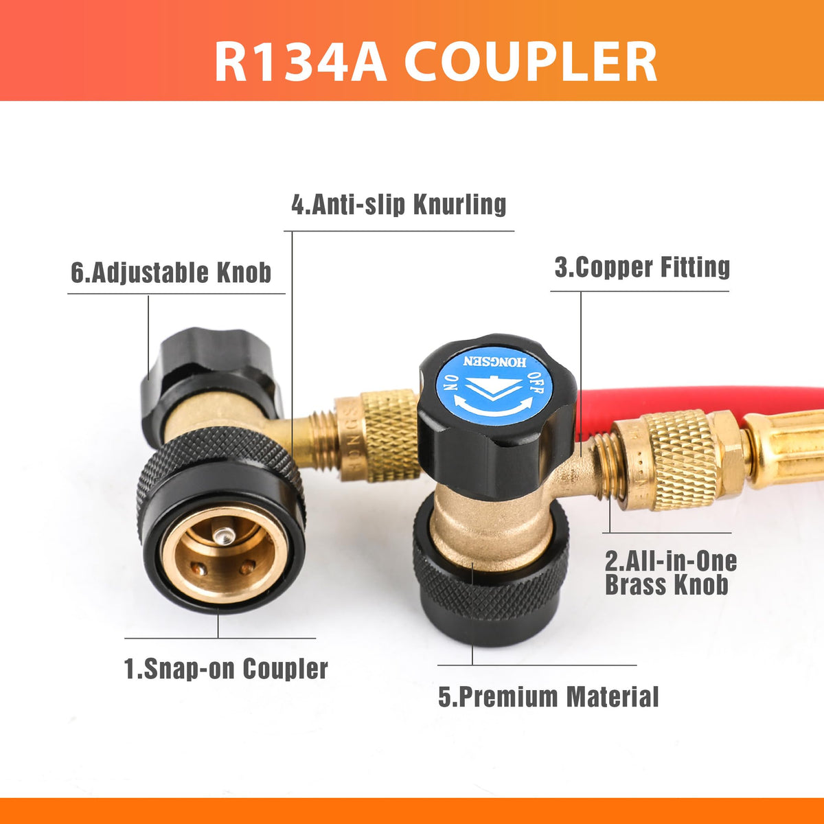 Wisscool top control knob and valve body detail for precise refrigerant flow control