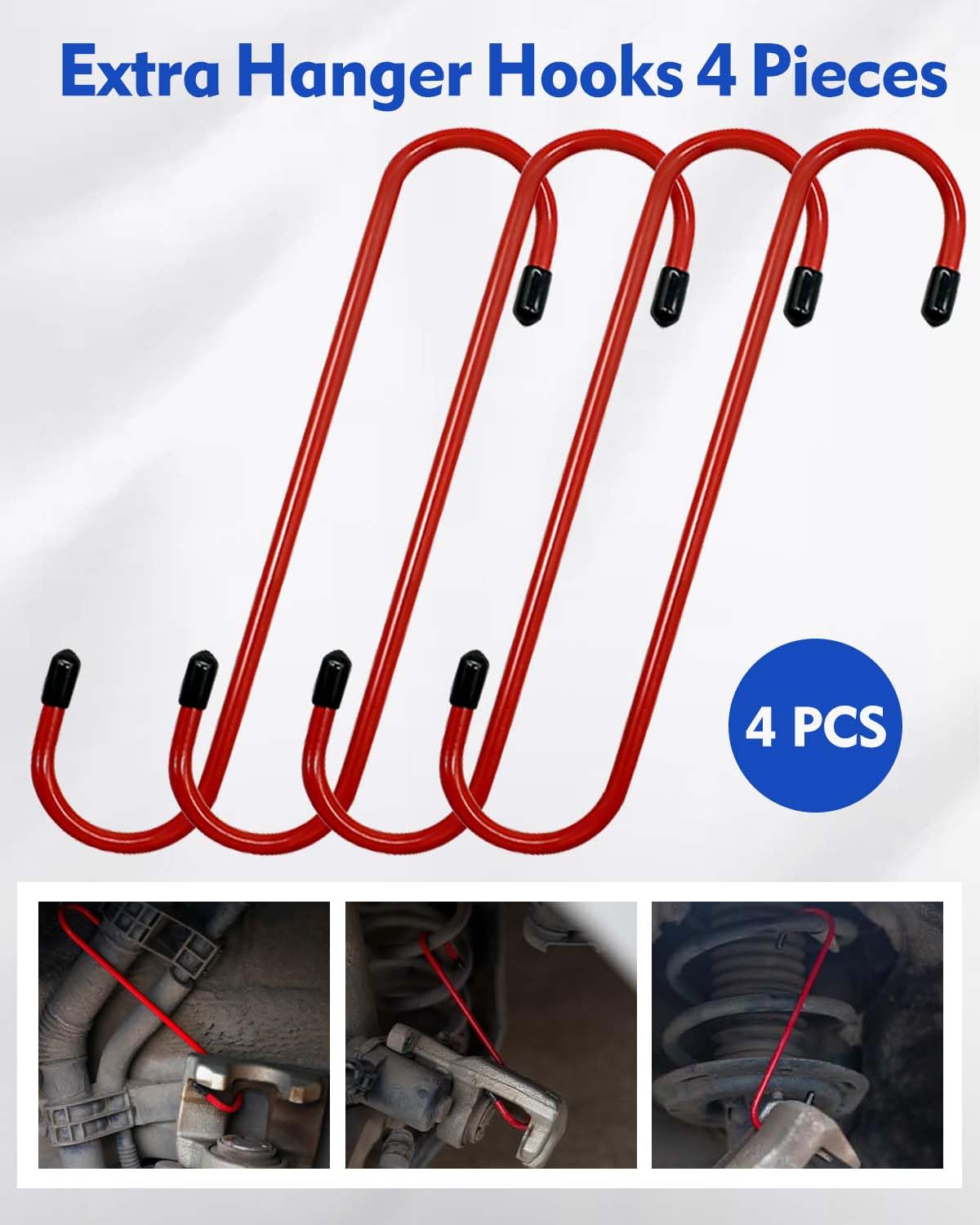 Witaxima rubber-tipped hanger hooks holding caliper to protect paint
