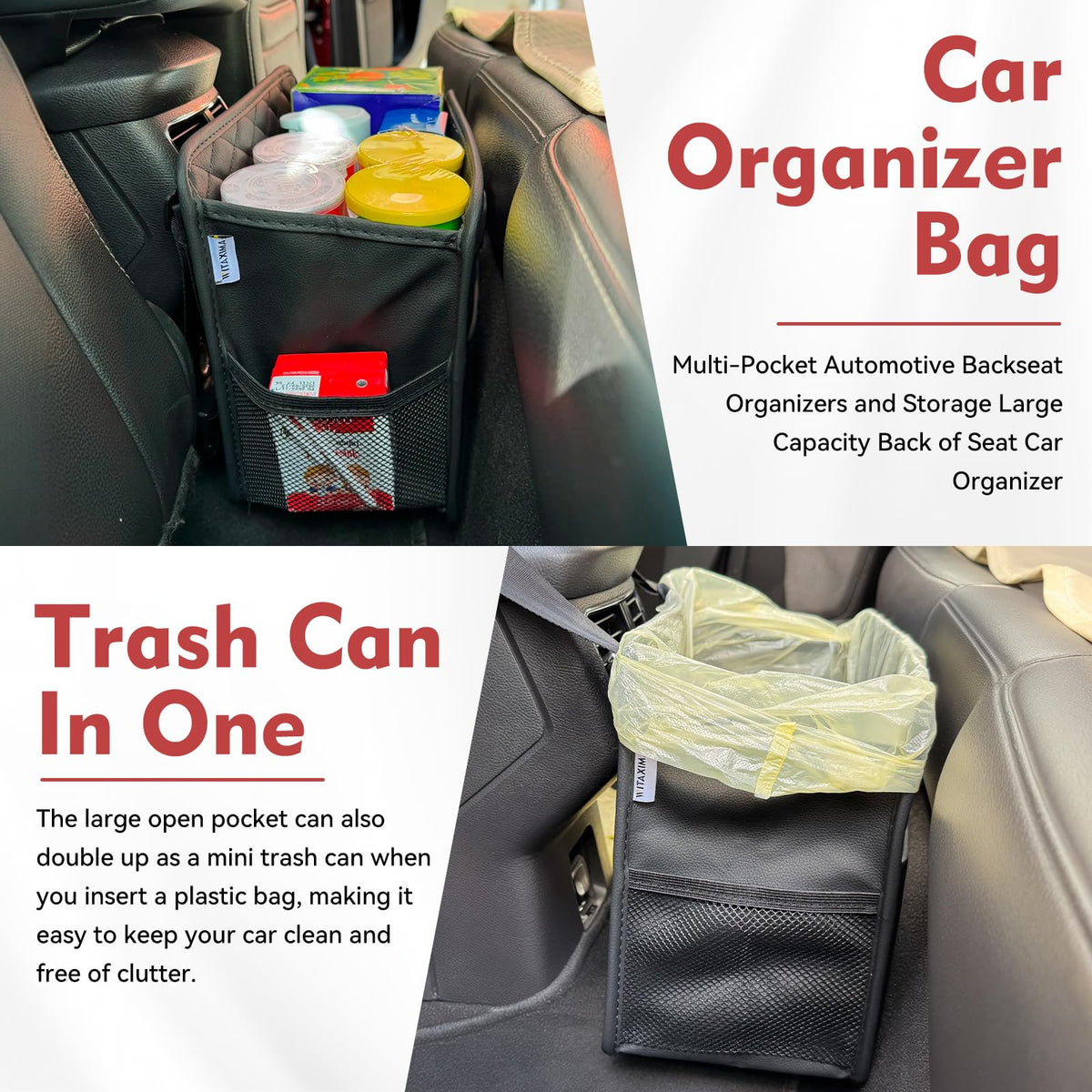 Witaxima side pockets holding bottles and wipes for quick access