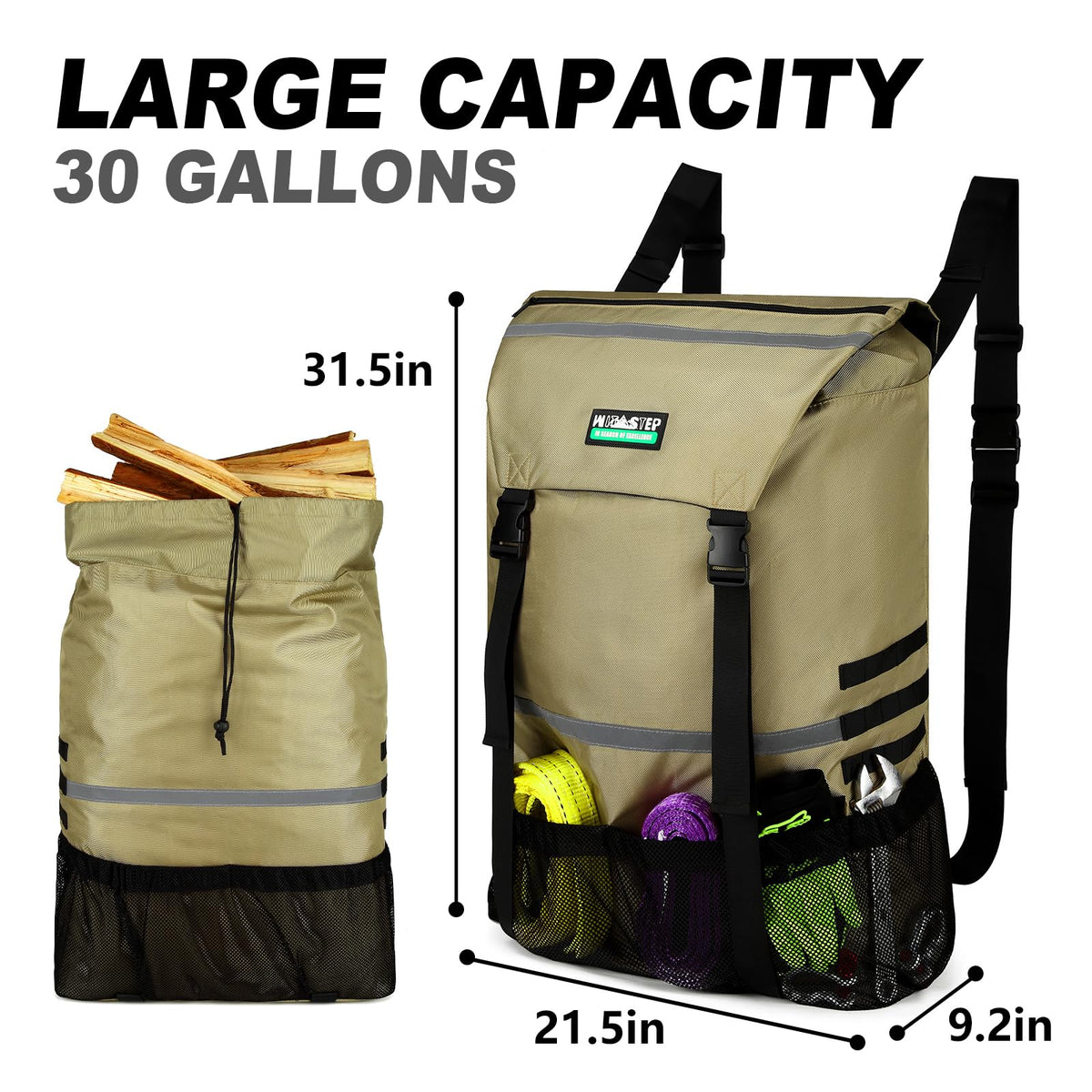 WITSTEP zippered top pocket open showing separated storage convenience