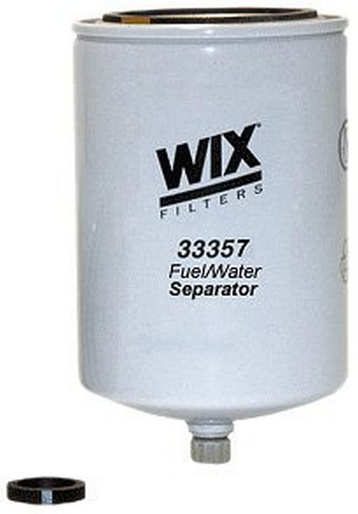WIX 33357 front view showing spin-on housing and easy-install gasket benefit