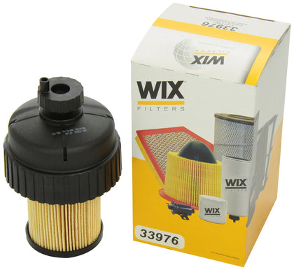 Wix 33976 front view showing canister and gasket, protecting fuel system