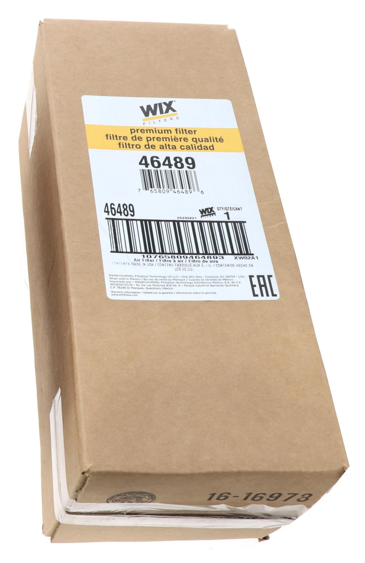 WIX 46489 next to a ruler for scale showing compact size and easy replacement benefit