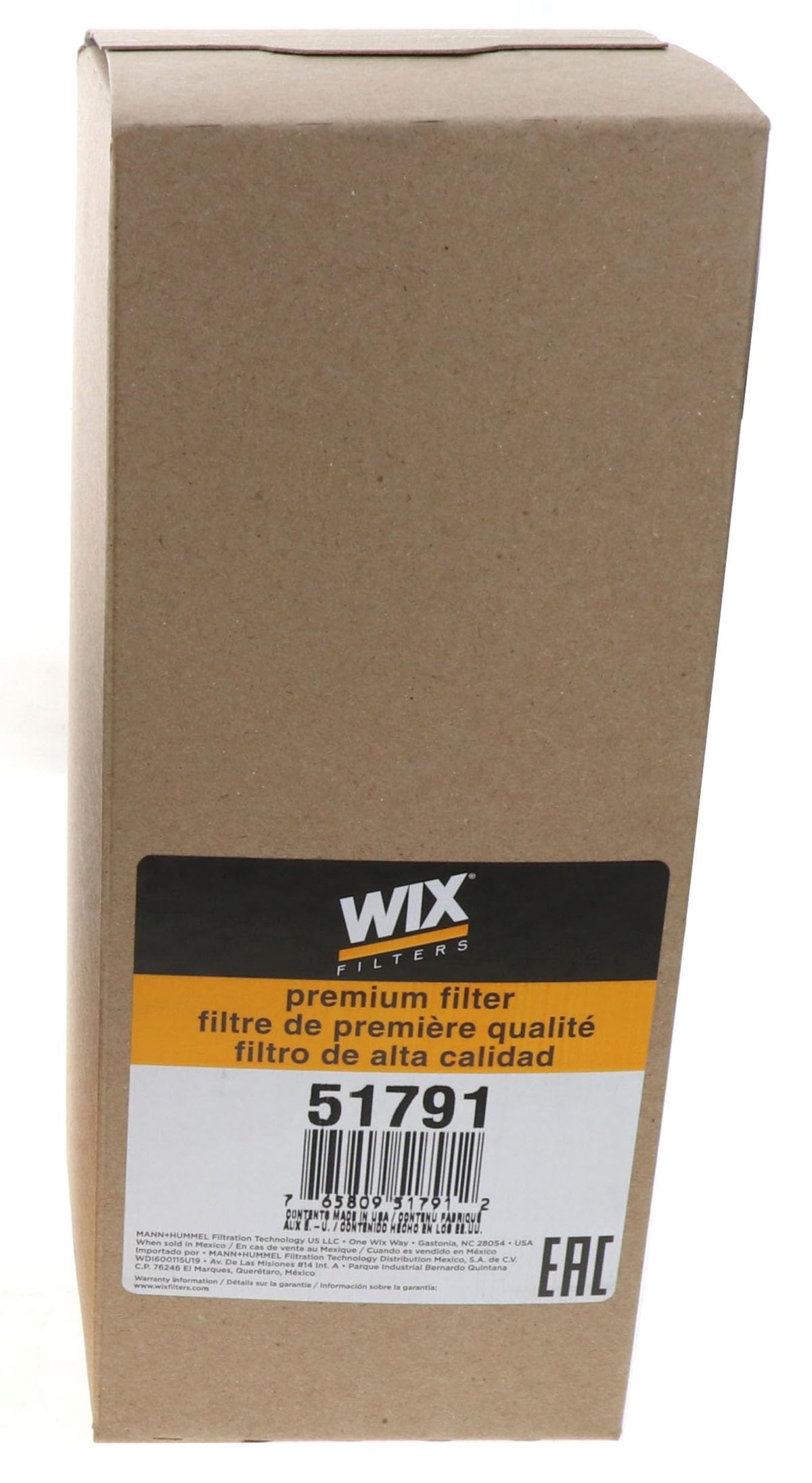 Wix 51791 label and silicone anti-drainback valve detail ensuring no dry starts