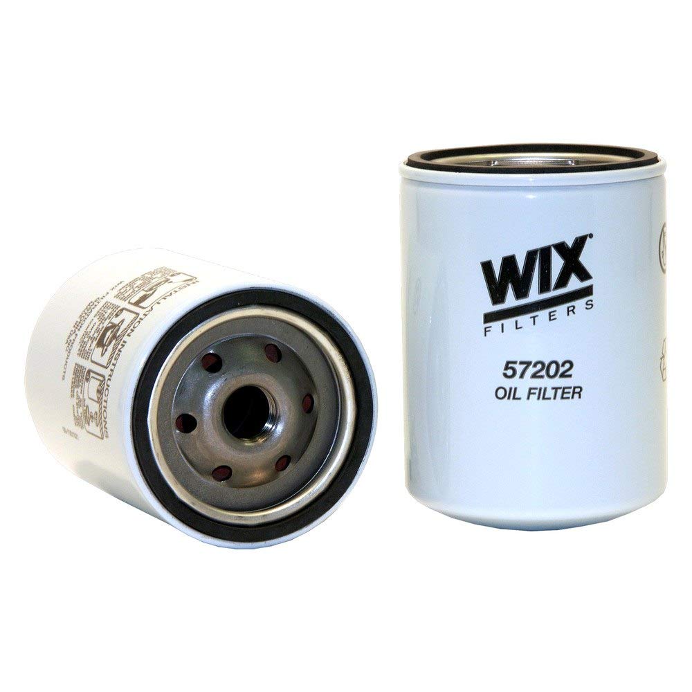 Wix 57202 front view showing filter label and durable can, protects engine under load