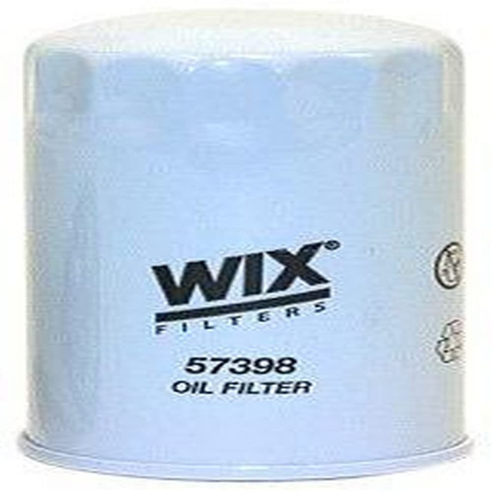 Wix 57398 front view showing label and mounting threads, ensures correct fit and protection
