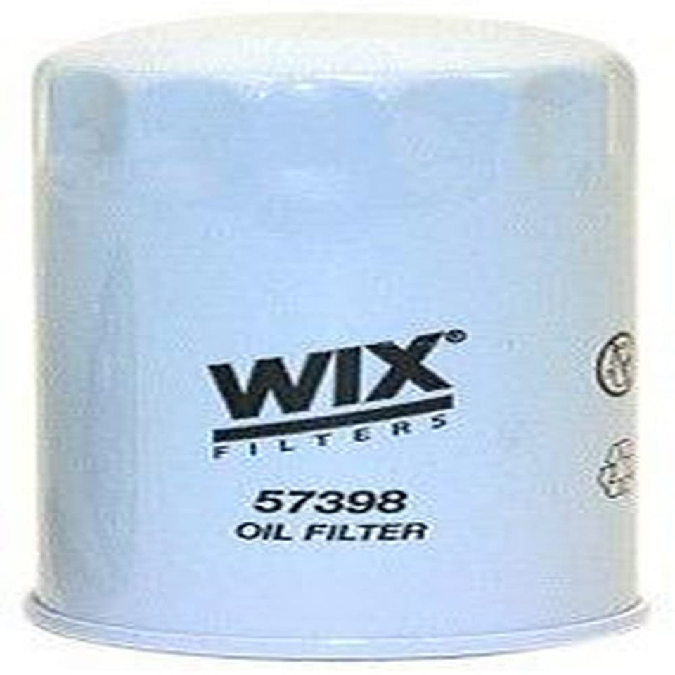 Wix 57398 front view showing label and mounting threads, ensures correct fit and protection