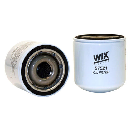 Wix 57521 front view showing label and durable canister, ensuring reliable engine protection