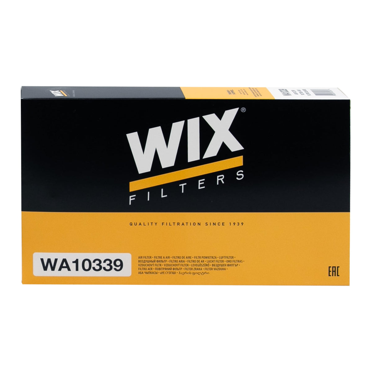 WIX WA10339 installed in vehicle airbox showing secure fit and protection