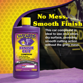 Wizards before and after split panel showing reduced swirls and gloss