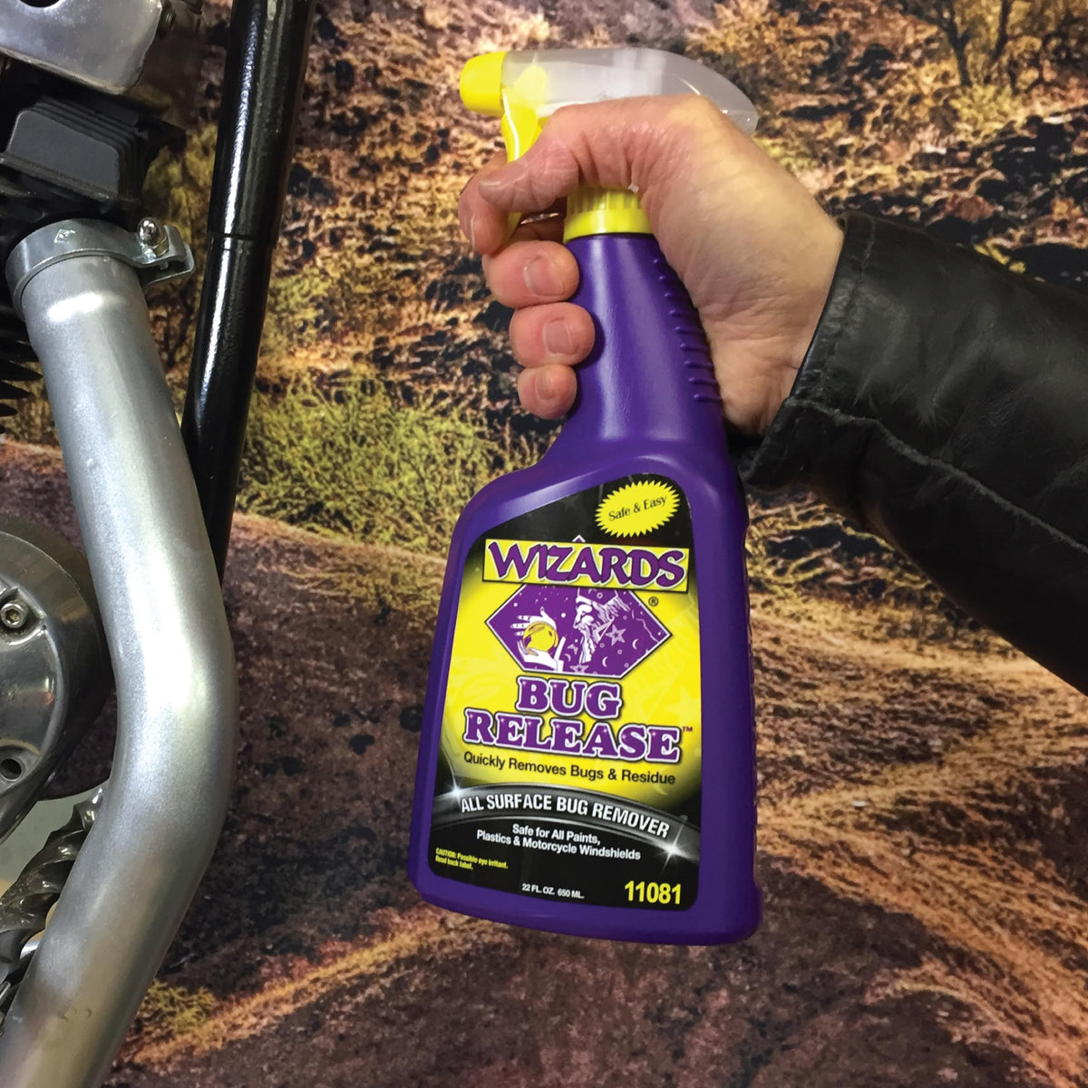 Wizards kit inside saddle bag illustrating on-the-go cleaning readiness
