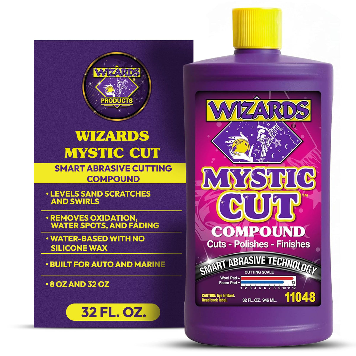 Wizards Mystic Cut front label showing product benefits and 32 oz size