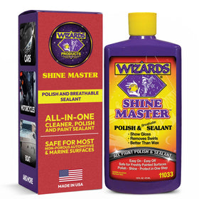 Wizards bottle front view shows product and professional finish benefit
