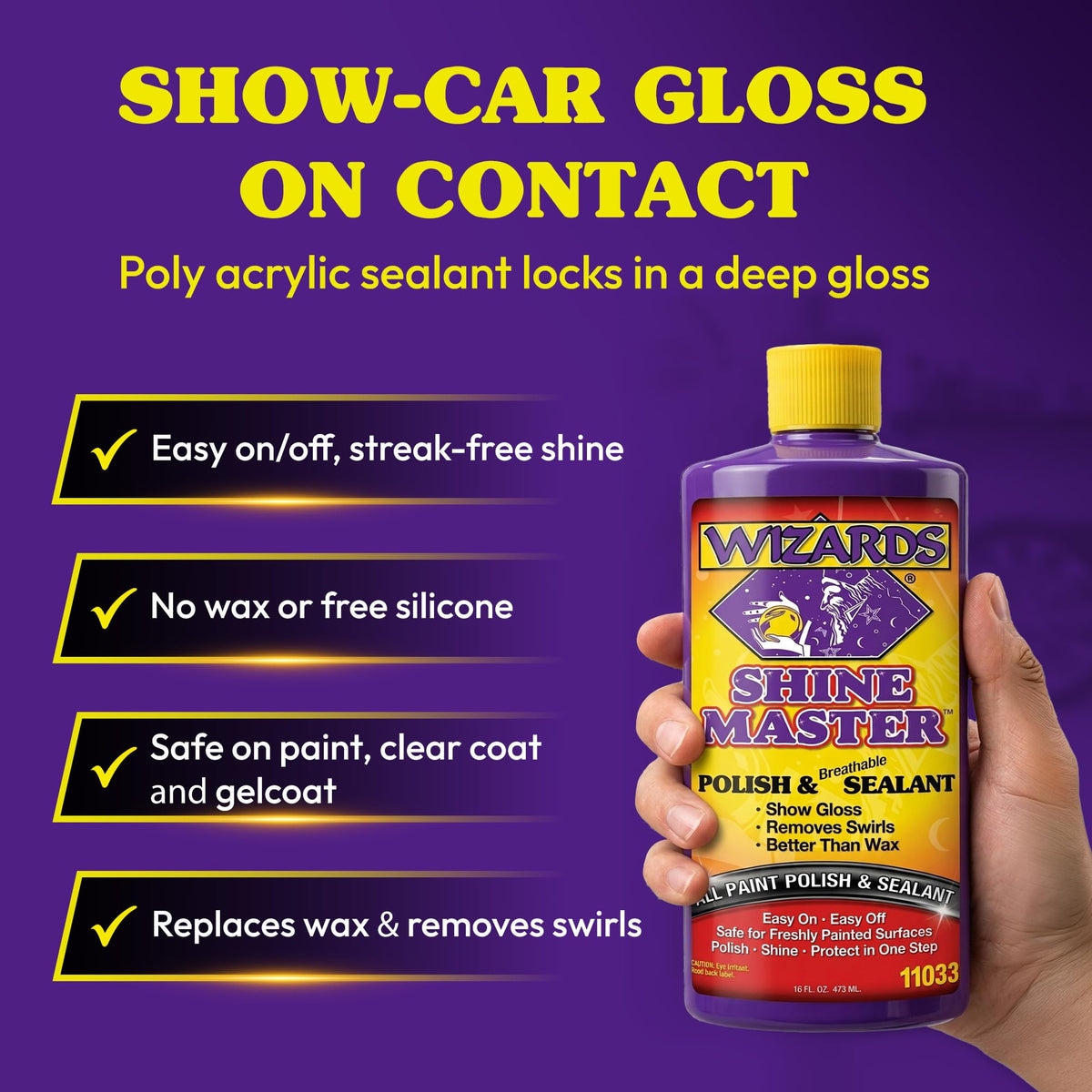 Wizards label close-up highlights ingredients and usage benefits