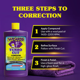 Wizards Turbo Cut applied with polisher showing aggressive cut control benefit