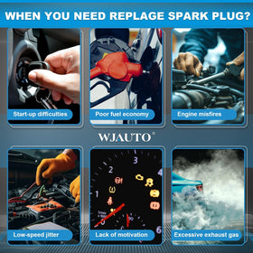WJAUTO spark plug beside ruler indicating correct reach and size for confident fit