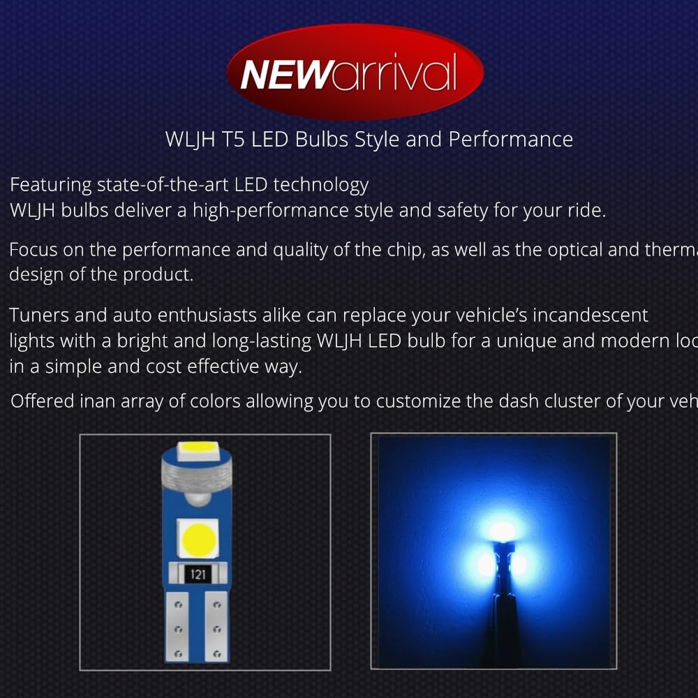 WLJH ice blue T5 installed in instrument cluster delivering clearer gauge contrast