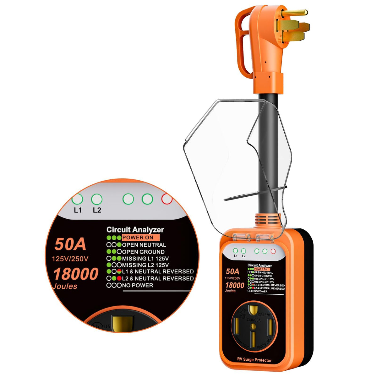 WLLNEE front view of surge protector showing robust housing and protection