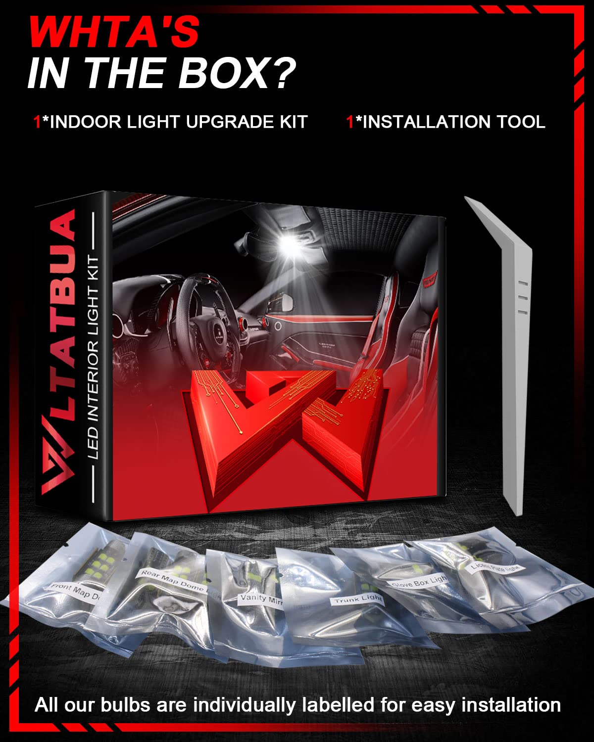 WLTATBUA labeled kit layout showing organized bulbs for fast, accurate placement