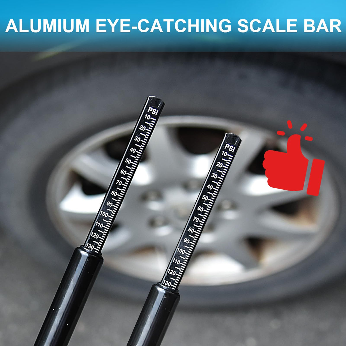 WNCGC gauges in use on truck tire illustrating fast measurement on heavy vehicles