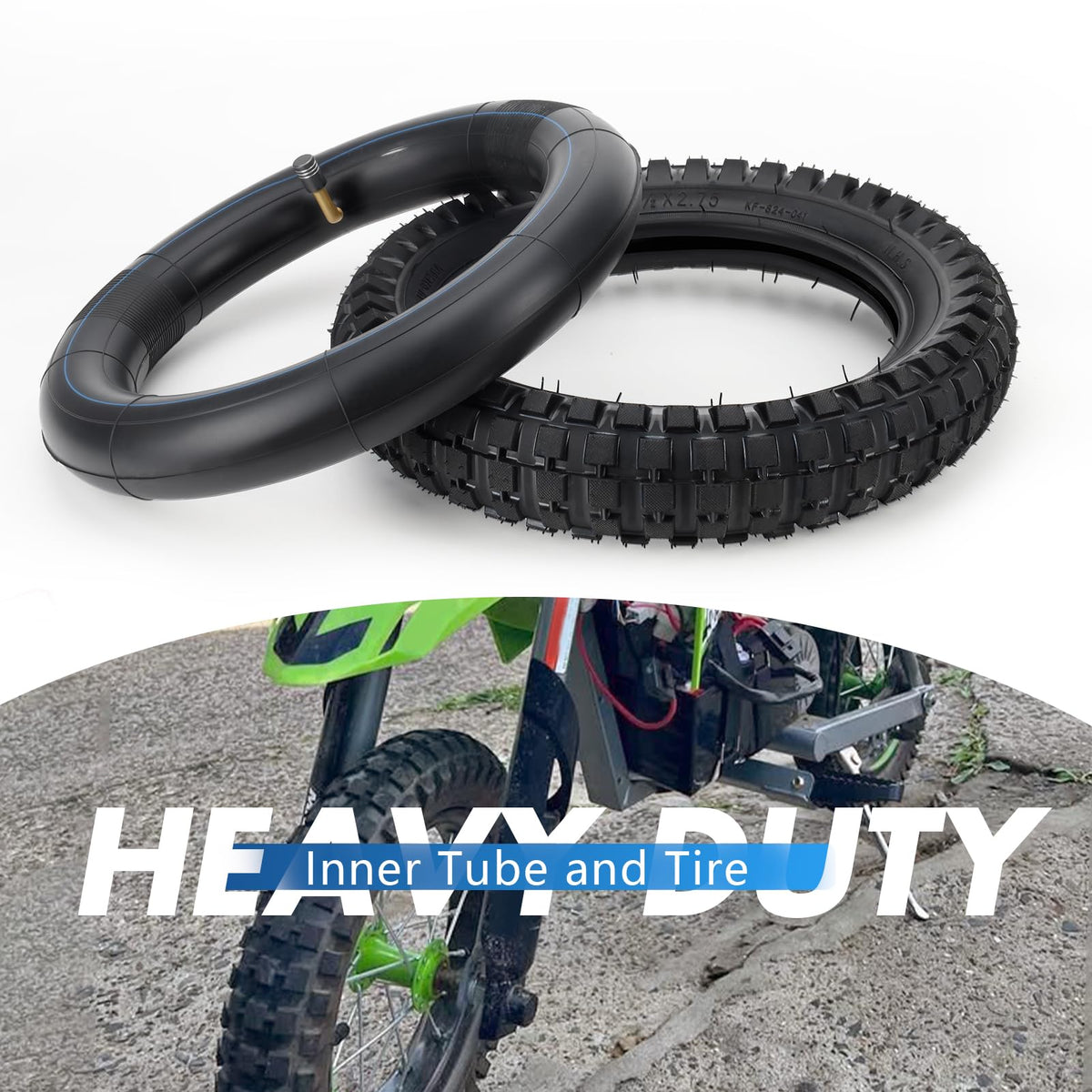 WNOOENG tire on a compact off-road scooter in trail setting showing real-world use